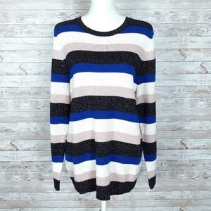 Charter Club Striped Sweater Black Metallic J